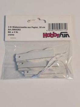 3D-Wabenrosette aus Papier, 10 cm, creme, Btl. à 3 St.