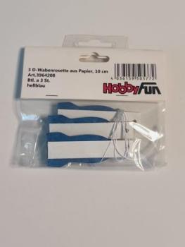 3D-Wabenrosette aus Papier, 10 cm, hellblau, Btl. à 3 St.