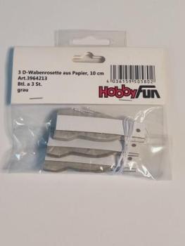 3D-Wabenrosette aus Papier, 10 cm, grau, Btl. à 3 St.