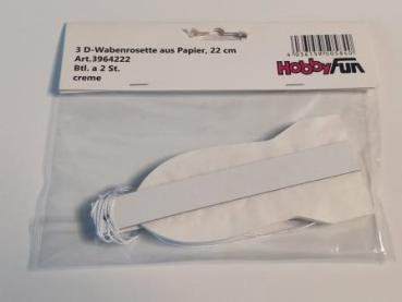 3D-Wabenrosette aus Papier, 22 cm, creme, Btl. à 2 St.