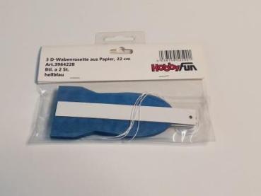 3D-Wabenrosette aus Papier, 22 cm, hellblau, Btl. à 2 St.