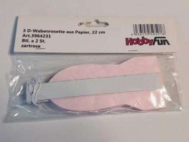3D-Wabenrosette aus Papier, 22 cm, zartrosa, Btl. à 2 St.