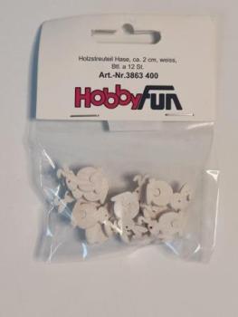 Holzstreuteil Hase ca. 2 cm, Btl. à 12 St., weiss