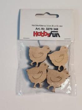 Holz-Deko-Küken ca. 3,5 cm, Btl. à 4 St., natur