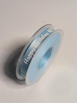Band "Happy Birthday" 15 mm / 20 m hellblau  ldm