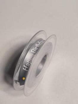 Band "Happy Birthday" 15 mm / 20 m grau  ldm