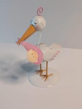 Storch rosa, ca. 18 cm, metall