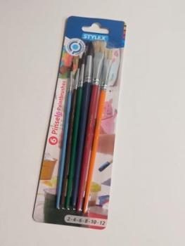 Pinselset 6-tlg., 2x Borsten-, 4x Aquarellpinsel