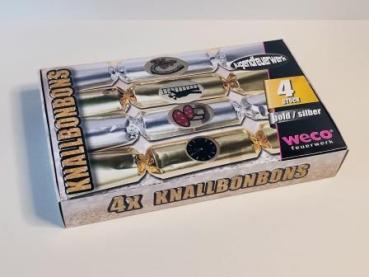 Knallbonbons 4er 23cm Silber Gold sort. Kat.F1