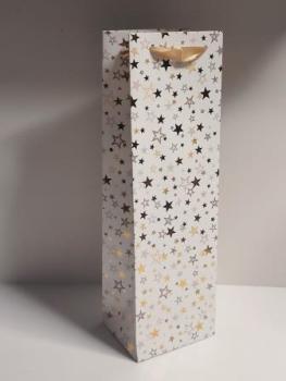 Idena Flaschentasche WH Sterne 12x10x39cm