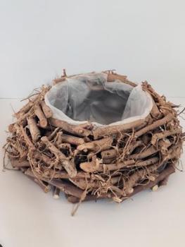 Pflanzgefäß rund Wurzelholz braun hell22 x 35 x 12 cm