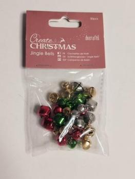 Glöckchen-Sortiment (30 Stück) - Silber - Verschiedene Farben & Größen