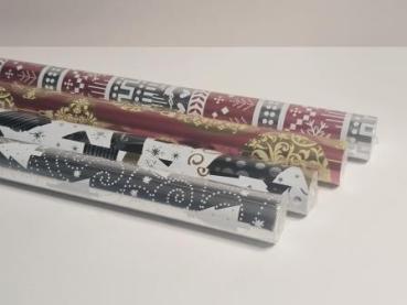 Geschenkpapier 70cmx1,5m WH metallic sortiert