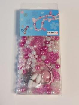 Perlen-Set weiß/rosa/pink   	GLOREX	61631007