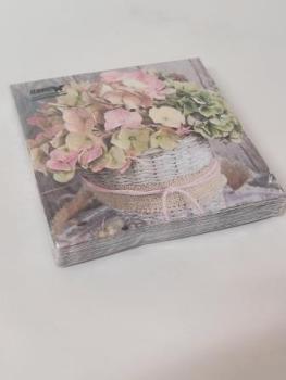 Motivserviette 33x33cm Hortensien