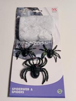 Spinnennetz weiß mit 3 Spinnen