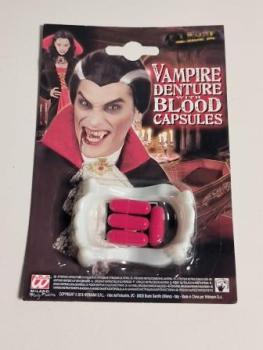 Vampirgebiss weiß mit 4 Blutkapseln