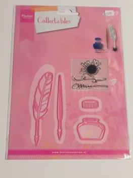 Stanzschablone Schreibfeder und Tintenfaß