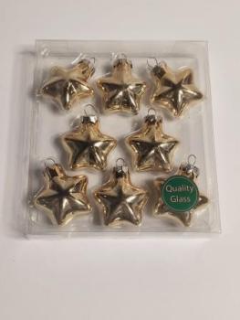 Glassterne ca. 4cm, 8 St.gold glänzend