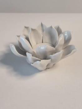 Kerzenhalter weiß Blätter