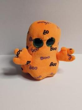 Carletto Ty Ty 37192 Ghoulie Geist mit Glitzeraugen, Beanie Boo's, Halloween limitiert, Plüsch, 15 cm, orange