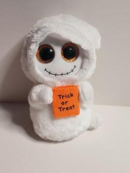 Carletto Ty Ty 37081 Mist Geist mit Glitzeraugen, Beanie Boo's, Halloween limitiert, Plüsch, 15 cm, weiß