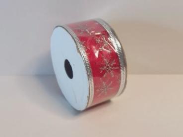 Weihnachtsband 4 cm 3,5 m ro/si Kristalle  Stk