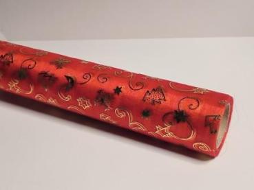 CREApop® Dekostoff 28 cm x 15 m, Chrismas rot  ldm
