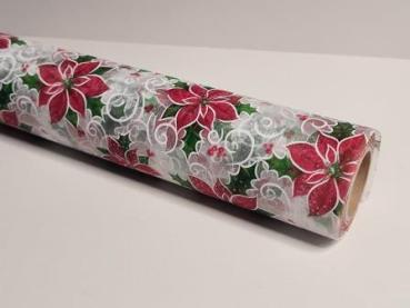 CREApop® Dekostoff 28 cm x 15 m, Christmas rot / weiß  ldm