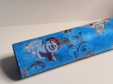 CREApop® Dekostoff 26cm x 15 m, blau Schneemann  ldm
