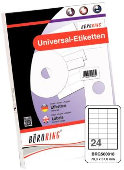 Büroring Etiketten, A4, 70 x 37mm, 2400 Etiketten