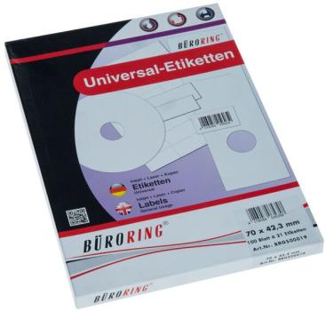 Büroring Etiketten, A4, 70 x 42,3mm, 2100 Etiketten