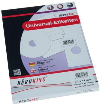 Büroring Etiketten, A4, 70 x 41mm, 2100 Etiketten