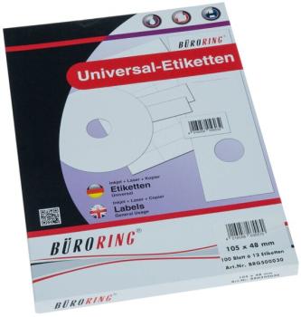 Büroring Etiketten, A4, 105 x 48mm, 1200 Etiketten