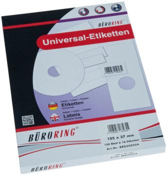 Büroring Etiketten, A4, 105 x 37mm, 1600 Etiketten