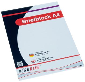 Büroring Briefblock A4/50 Blatt blanko, holzfrei, weiß, 70g/qm