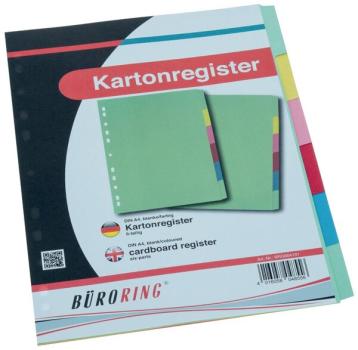 Büroring Karton Register A4 6-tlg. 5-farbig, 175g/qm