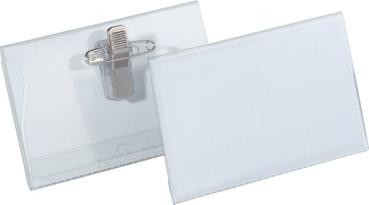 Namensschild m.Kombiklemme 90x54mm Kunststoff Stück