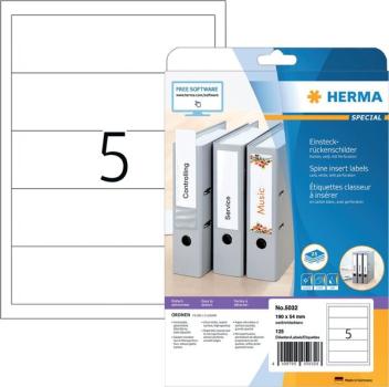 Einsteckrückenschilder, A4, weiß, 54x190mm Karton, nicht klebend