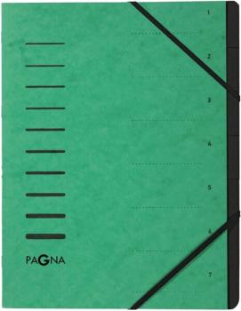 Ordnungsmappe, A4, 7-teilig, grün Aufdruck 1-7 auf dem Deckel mit Eck-