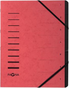 Ordnungsmappe, A4, 7-teilig, rot Aufdruck 1-7 auf dem Deckel mit Eck-