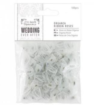Organza Ribbon Roses (100pcs) - Wedding - Silver