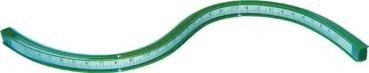 Kurvenlineal mit Teilung 30cm Flexibel, grün, biegsam,