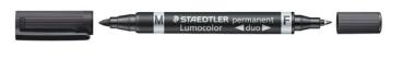 Lumocolor duo permanent Marker mit zwei Spitzen F & M schwarz
