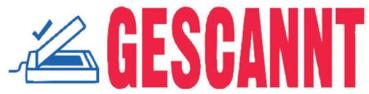 Stempel Printy Motiv/Text: Gescannt, Abdruck: blau/rot