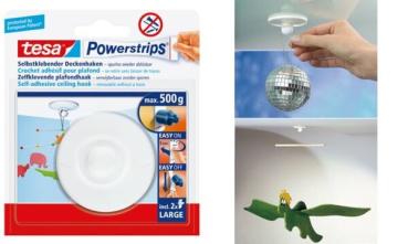 tesa Powerstrips Deckenhaken, weiß, Haltekraft: max. 0,5 kg (8756186)