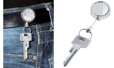 WEDO Gürtel-Clip, mit ausziehbarer Nylonschnur, silber (62624028)