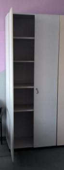 Flügeltürenschrank MULTI M, 2170 x 800 x 430 mm, 4 Fachböden, lichtgrau