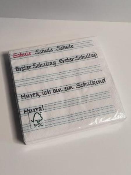 Serviette 33x33cm Schulanfang