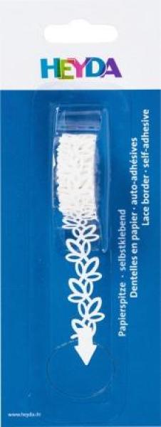 Papierspitze 14mmx200cm Blätter ws